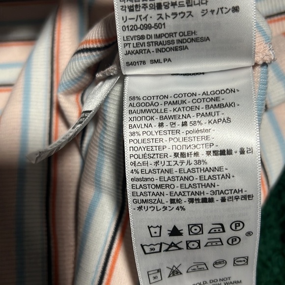 Levi’s Ariadne Stripe Peach Blush Venice T-Shirt Medium - Picture 4 of 7